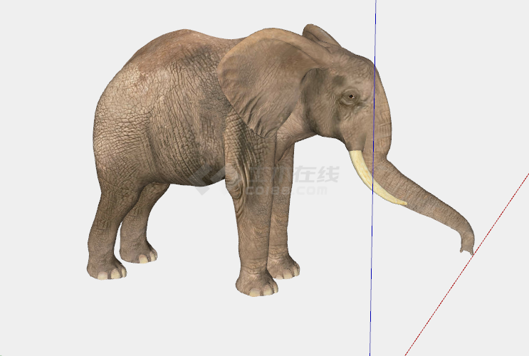 现代棕色长鼻站立大象su模型-图二