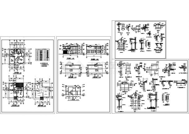 某二层别墅建筑施工图【平立剖 节点详图】-图一