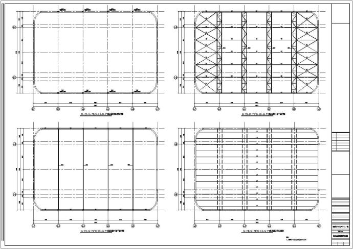 溜冰场屋盖28m跨度管桁架结构CAD施工图_图1