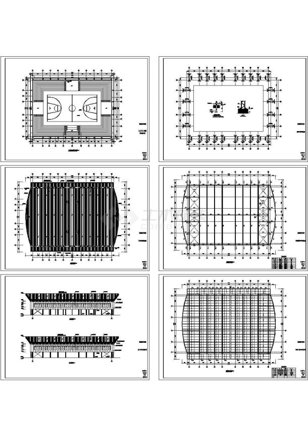 钢桁架篮球馆结构CAD施工图-图一