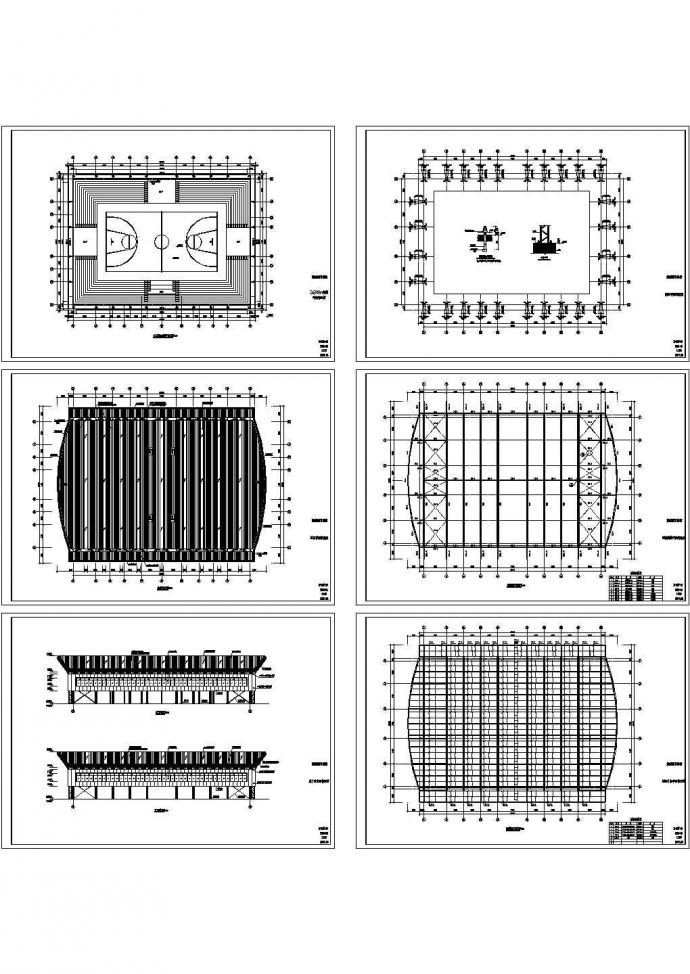 钢桁架篮球馆结构CAD施工图_图1