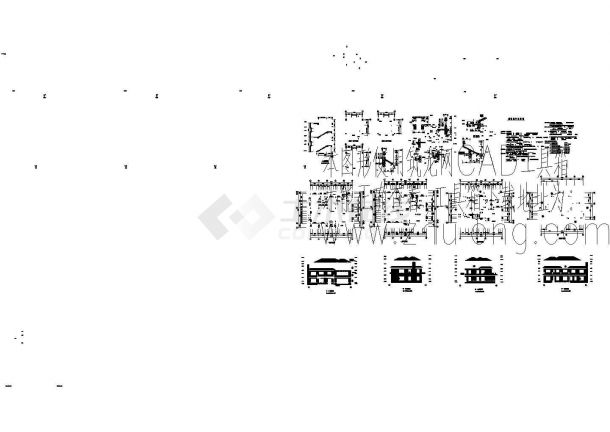 浙江某三层单体别墅建筑设计cad施工图-图二