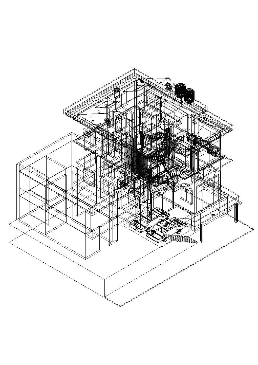 二层农村房屋三维立面模型图