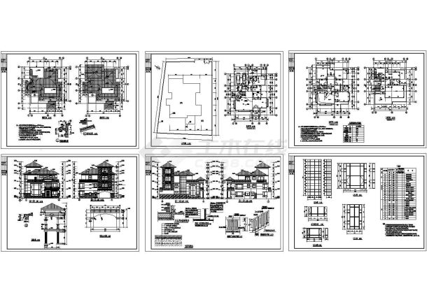 长17.8米 宽14.1米 3+1阁楼层604.65平米仿古别墅建筑施工图-图一