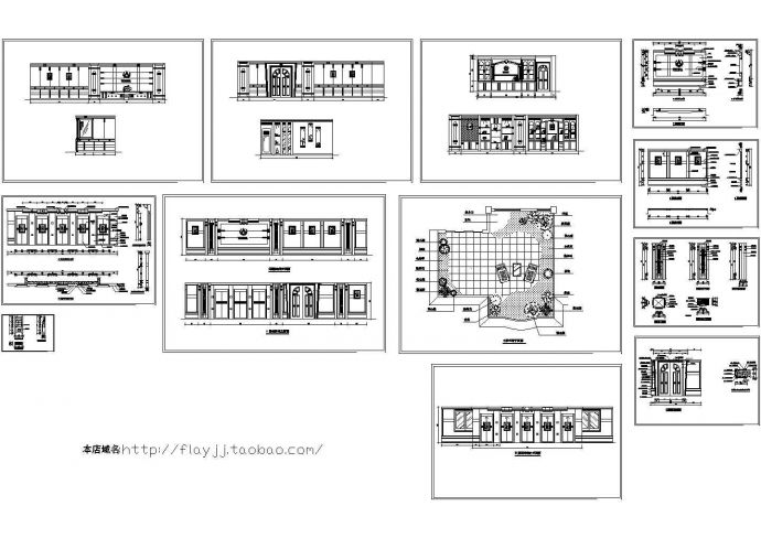 某地小茶艺馆装饰初步设计方案cad图纸（平面图 各面立面图）_图1