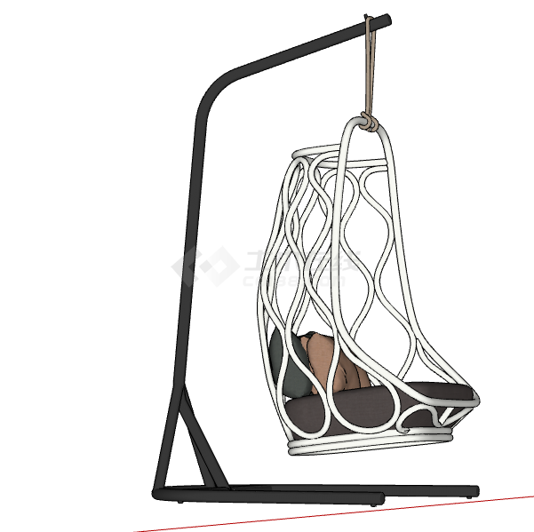 中式现代立式白色网状吊椅su模型-图二