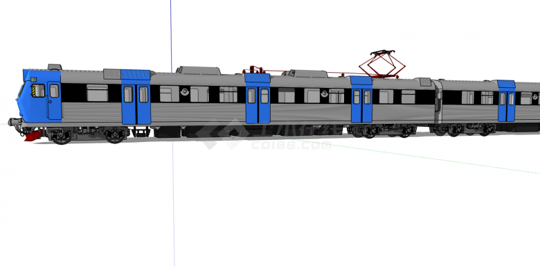 现代蓝灰色简约火车su模型-图二