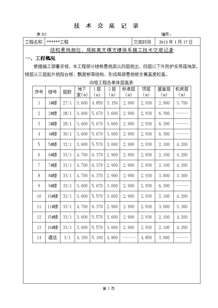 高支模脚手架搭设技术交底记录-图一