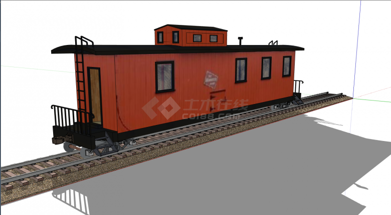 橘红色方型火车厢su模型-图二