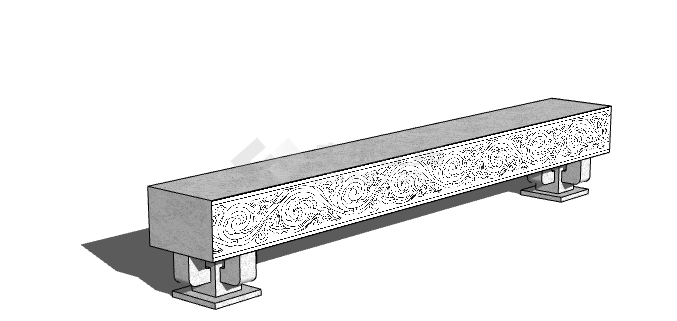 白色大气花纹石桌石凳su模型-图二