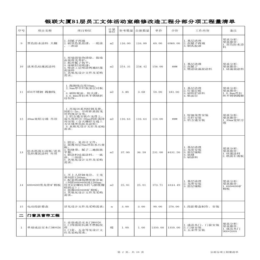 装饰工程清单实例模板表-图二