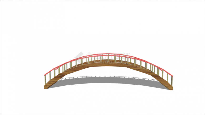 原木器材小桥su模型-图一
