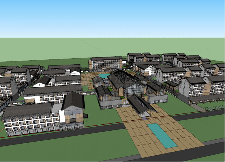 大型小区养老院疗养院地产建筑su模型-图二