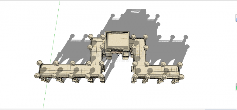 欧式转折长廊设计构筑物廊架花架su模型-图二