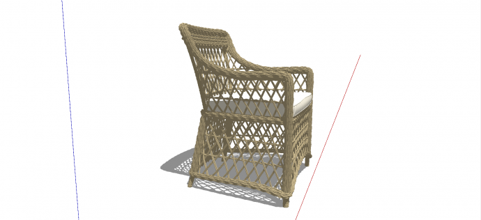 多功能复合藤条材质座椅su模型_图1