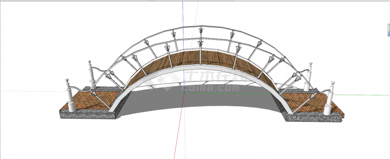 现代圆弧铁架石拱桥su模型-图二