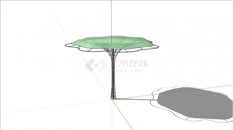 玻璃顶的伞形的现代构筑物su模型-图二
