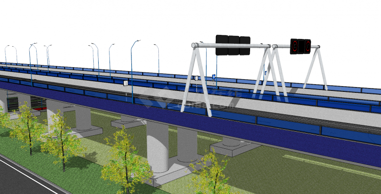 大型高速城市立交桥su模型-图二