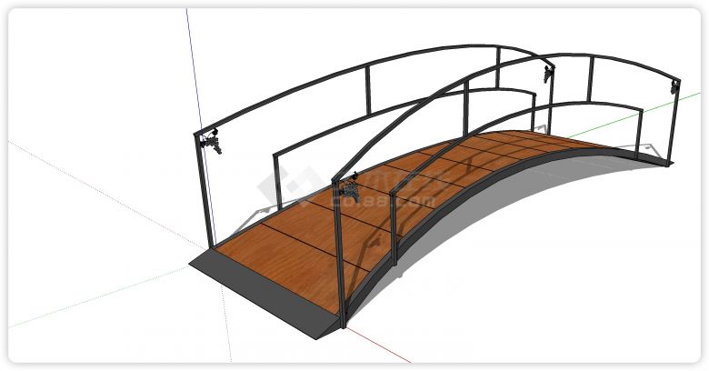 木板钢铁护栏葡萄装饰拱桥su模型-图一