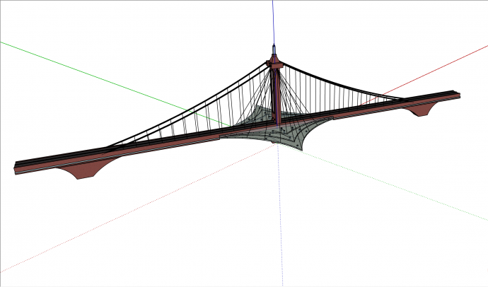 现代美式经典大型悬索桥su模型_图1