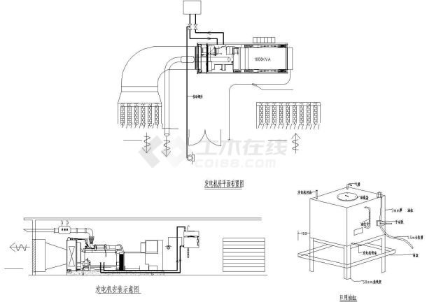 某厂房机房发电机安装CAD参考图-图一