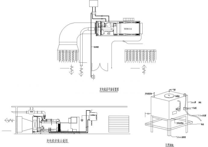 某厂房机房发电机安装CAD参考图_图1