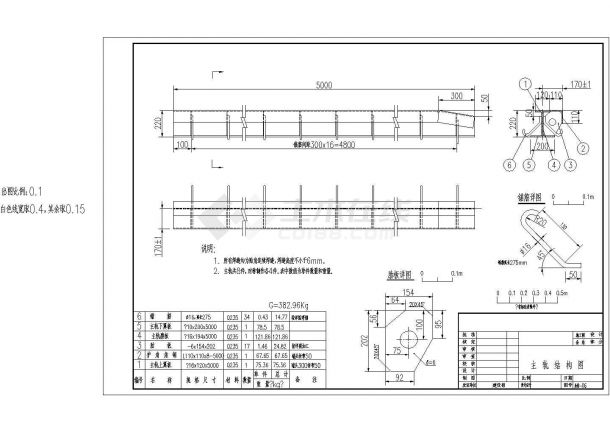 [四川]水库平板闸门金属结构施工图CAD-图一