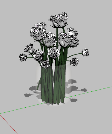 玻璃瓶白色花朵的花瓶su模型-图二