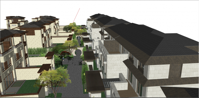 新中式高档景观住宅su模型_图1
