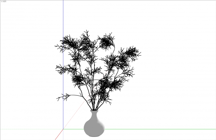 园艺现代风格花瓶树枝的SU模型_图1