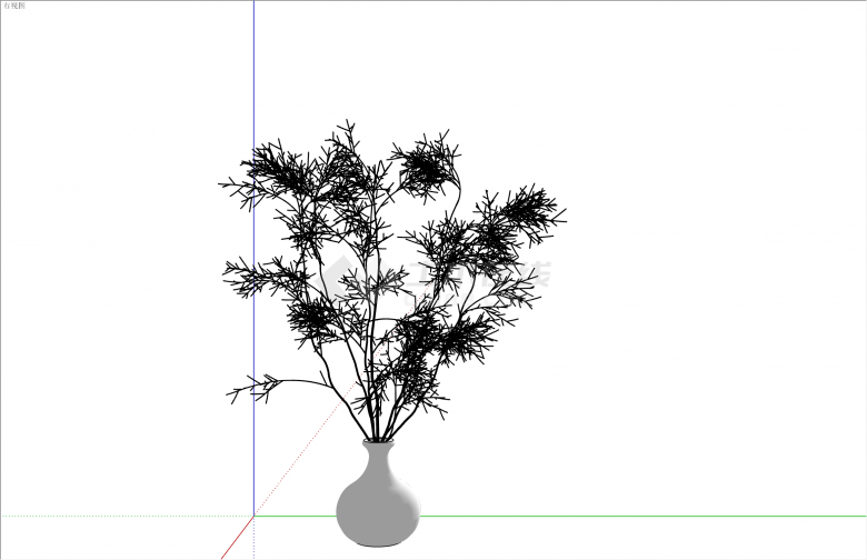 园艺现代风格花瓶树枝的SU模型-图一