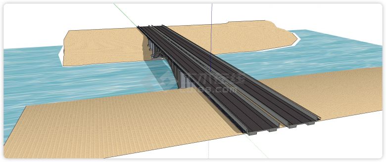 跨海跨河钢铁结构双向行车桥梁su模型-图二