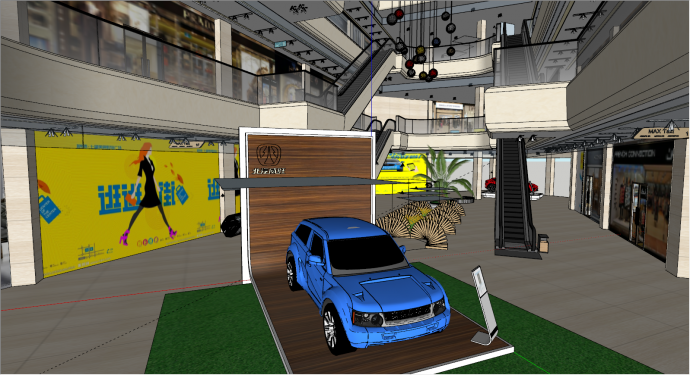 现代商场购物中心中庭su模型_图1