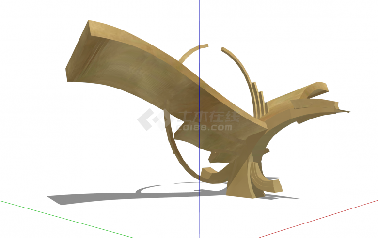 木雕鹰现代风格抽象雕塑su模型-图二