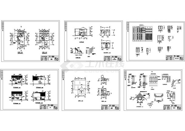 珠海机场景区别墅住宅楼建筑设计施工cad图纸，共六张-图一