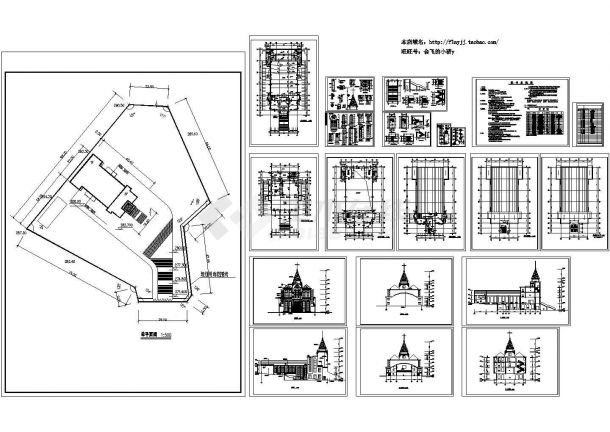 长40.4米 宽22米 地下半层地上局部4层1503.52平米基督教会建施【平立剖 总平 楼梯 窗立面大样 卫大样 节点详图 目录 说明】-图一