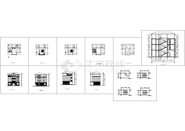 某四层框架结构别墅式农房设计cad全套建筑施工图（甲级院设计）-图一