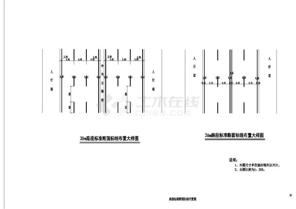 路段标准断面标线布置图-图一