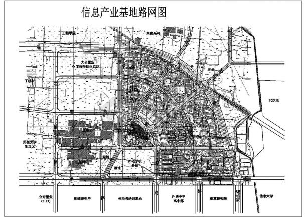 郑州某信息产业基地路网设计cad图(含总平面图)-图一