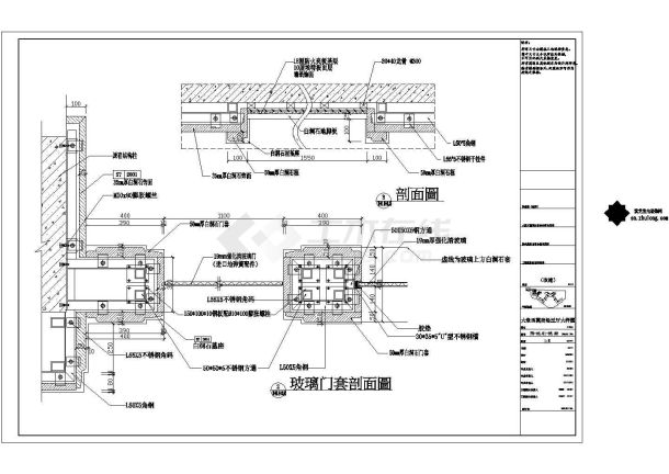 中餐厅前公共走廊室内装修设计cad施工图-图二