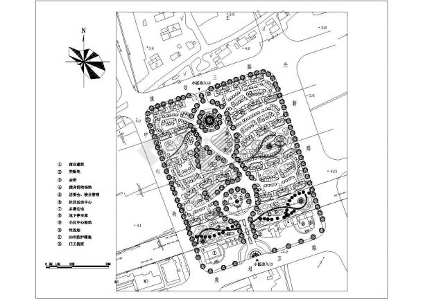 上海金山小区规划设计cad图(含总平面图)-图一