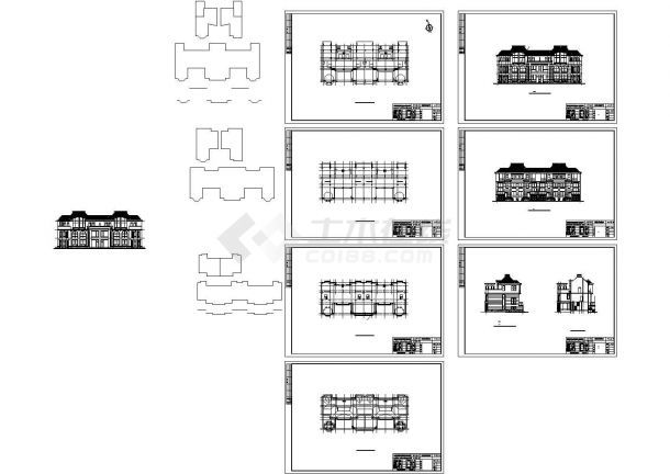 770平米3层框架结构别墅建筑设计CAD施工图-图一