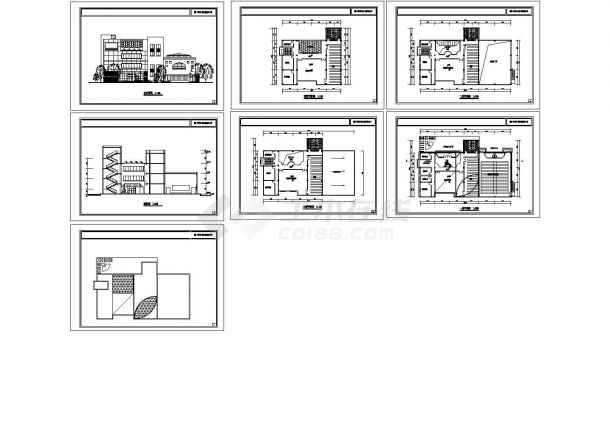 某三层中学图书科技楼方案设计cad图纸-图一