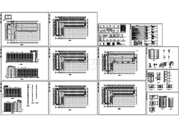 某大型工厂员工宿舍楼（地上六层，框架结构；12982㎡）设计cad全套建筑施工图（含设计说明）-图一