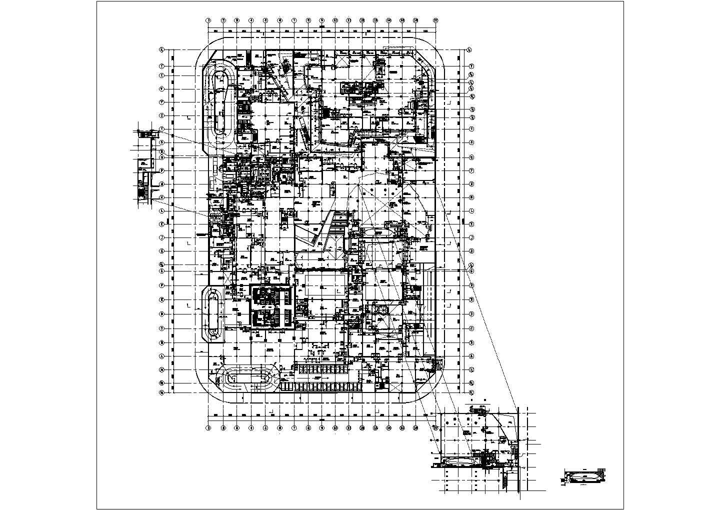某五层小型剧场CAD设计方案图地下一层平面图
