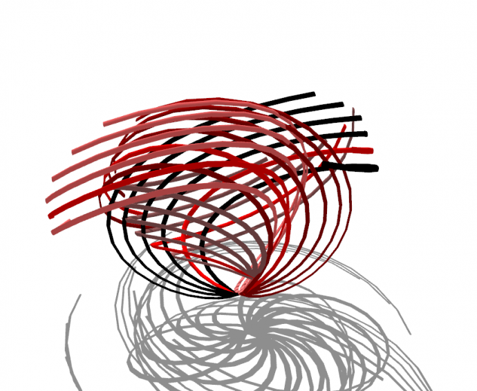 现代黑红线形艺术雕像su模型_图1