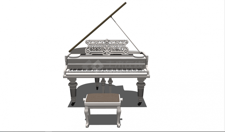 现代小型简约白色钢琴su模型-图二