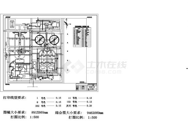 河南省洛阳市某污水处理厂规划设计cad施工总平面图（标注详细）-图一