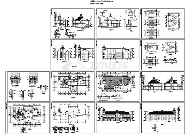 某地2+1阁楼层1004平米山庄会馆建筑施工图【平立剖 楼梯图 局部大样】-图一