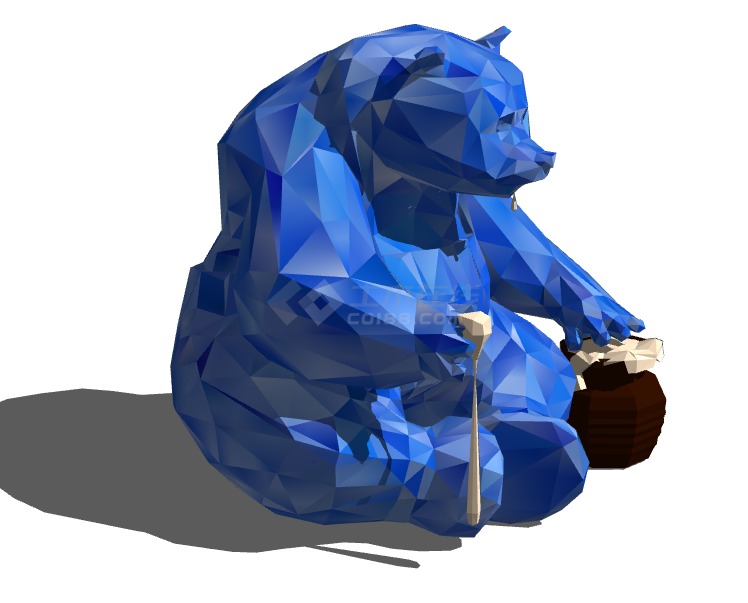 吃蜂蜜可爱熊几何动物雕塑su模型-图二